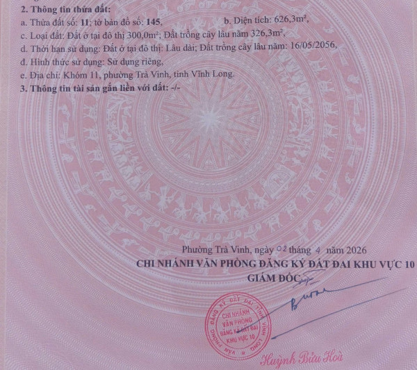 Bán đất đường đồng khởi, Phường 6, Thành phố Trà Vinh, Trà Vinh giá 10 Triệu