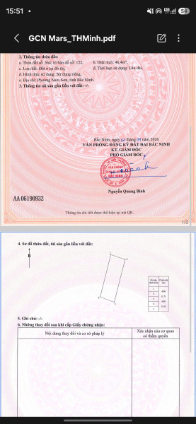Bán đất đường Tam Giang, TP Bắc Ninh, 46,4m2, nhỉnh 1 tỷ, miễn TG