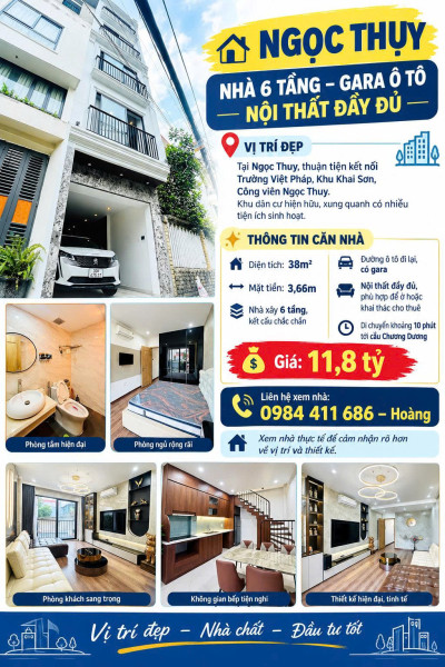 💛🏡 NGỌC THỤY – NHÀ 6 TẦNG – GARA Ô TÔ – NỘI THẤT ĐẦY ĐỦ