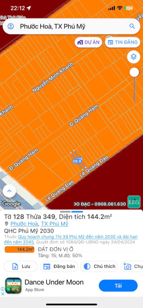 Đất Nền Phú Mỹ Phường Phước Hòa TP Phú Mỹ 5*28