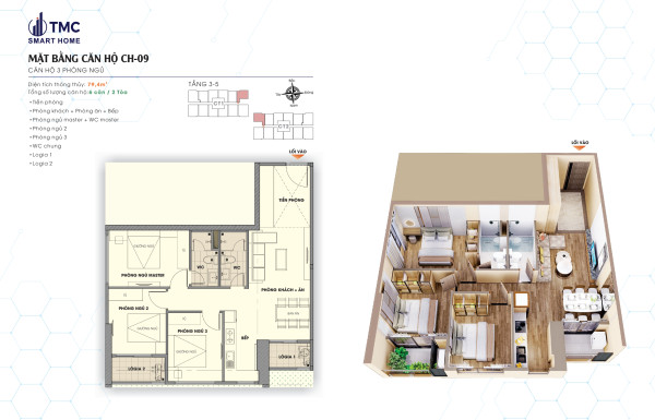 Sở Hữu Căn Hộ 3PN thông minh 79m² tại TMC SmartHomes, đóng theo tiến độ