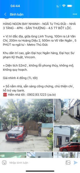 HÀNG NGON BAY NHANH - NGÃ Tư THủ ĐỨc - NHÀ 3 TẦNG - 4PN - nhỉnh 4 đồ.ng